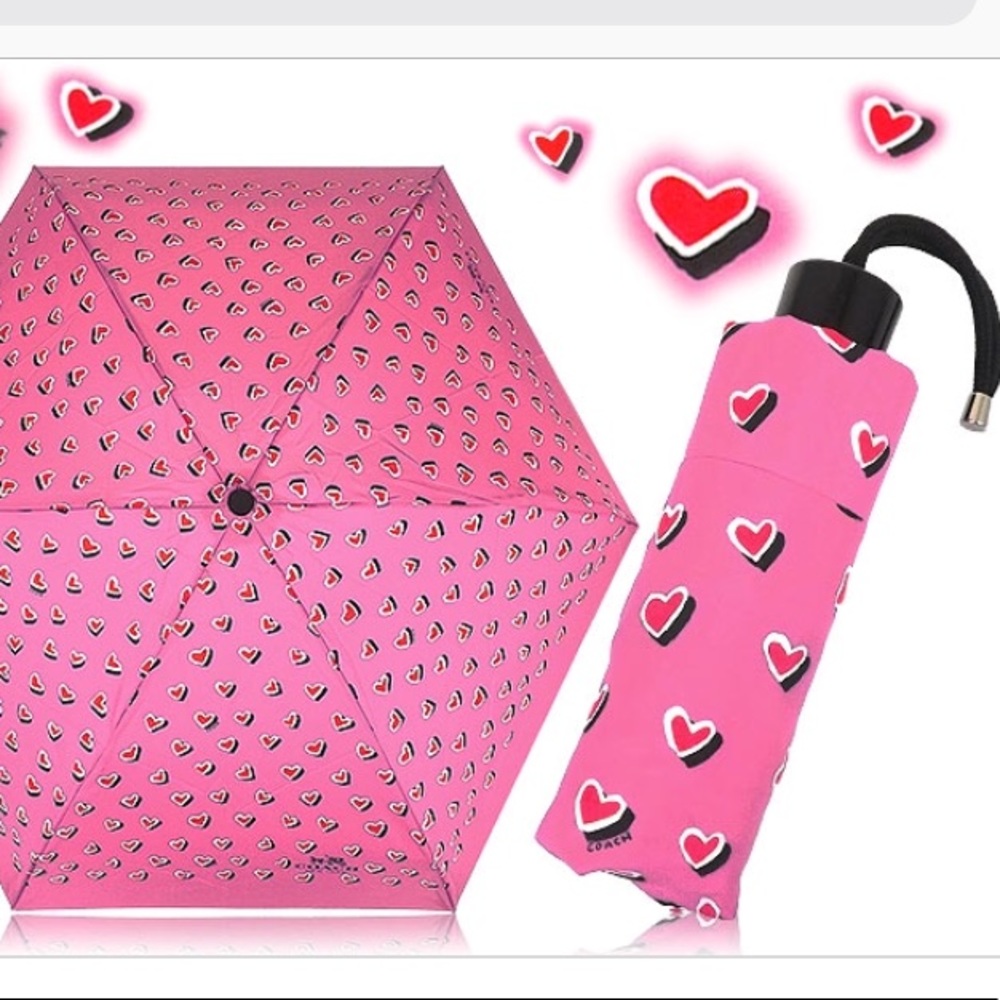 Coach Heart Print Mini Umbrella